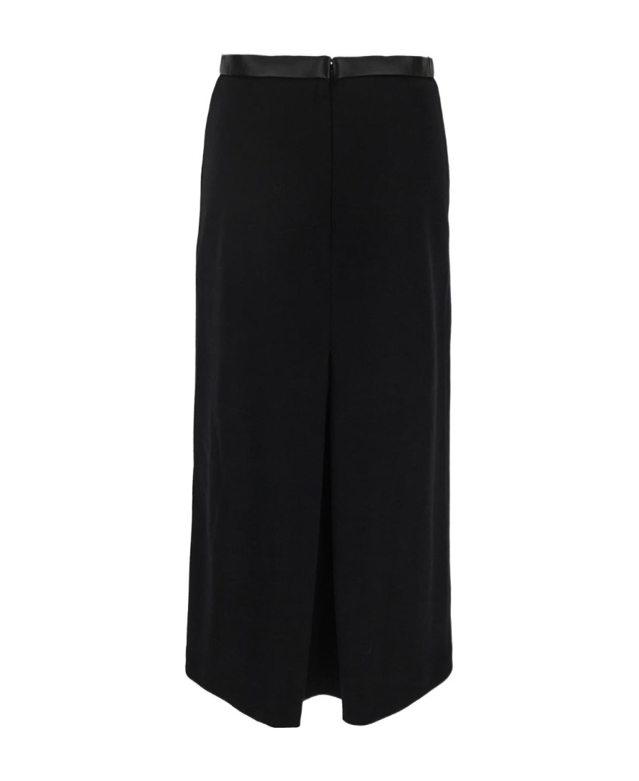 Saint Laurent Pleat-detail Wool-blend Midi Skirt In Black