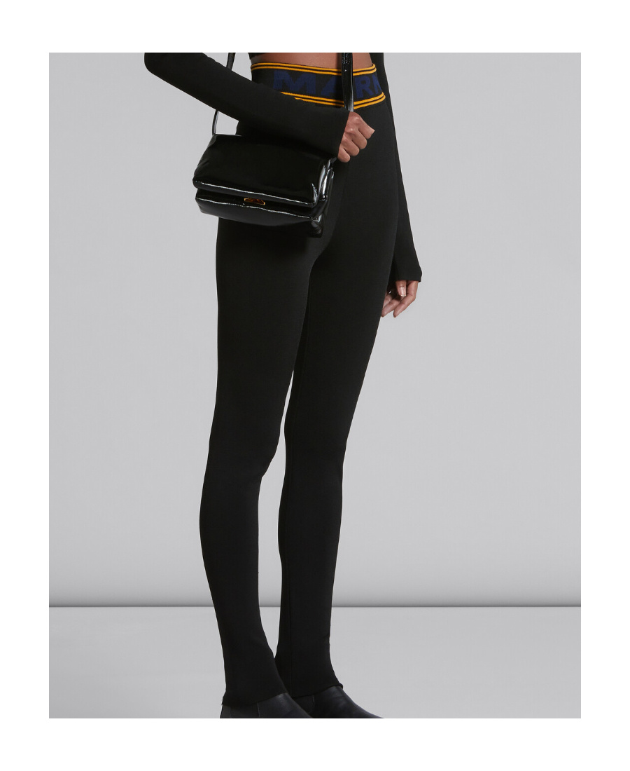 Marni Stripe-detail High-waisted Leggings In Black