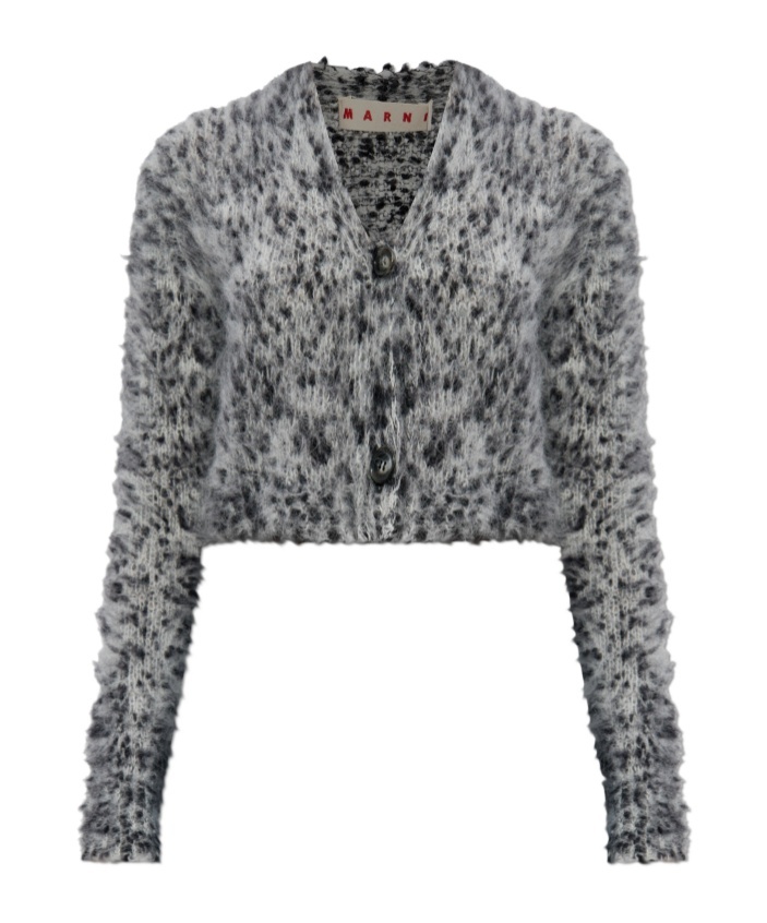 Marni Button-fastening Cardigan In Gray