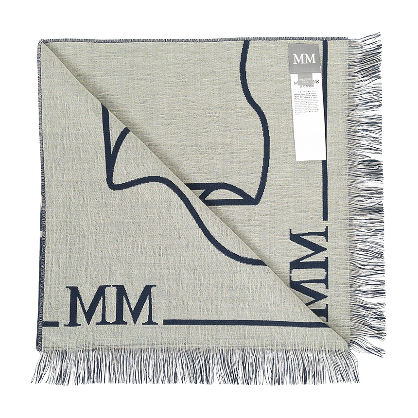 Max Mara Fringed Scarf In Blue