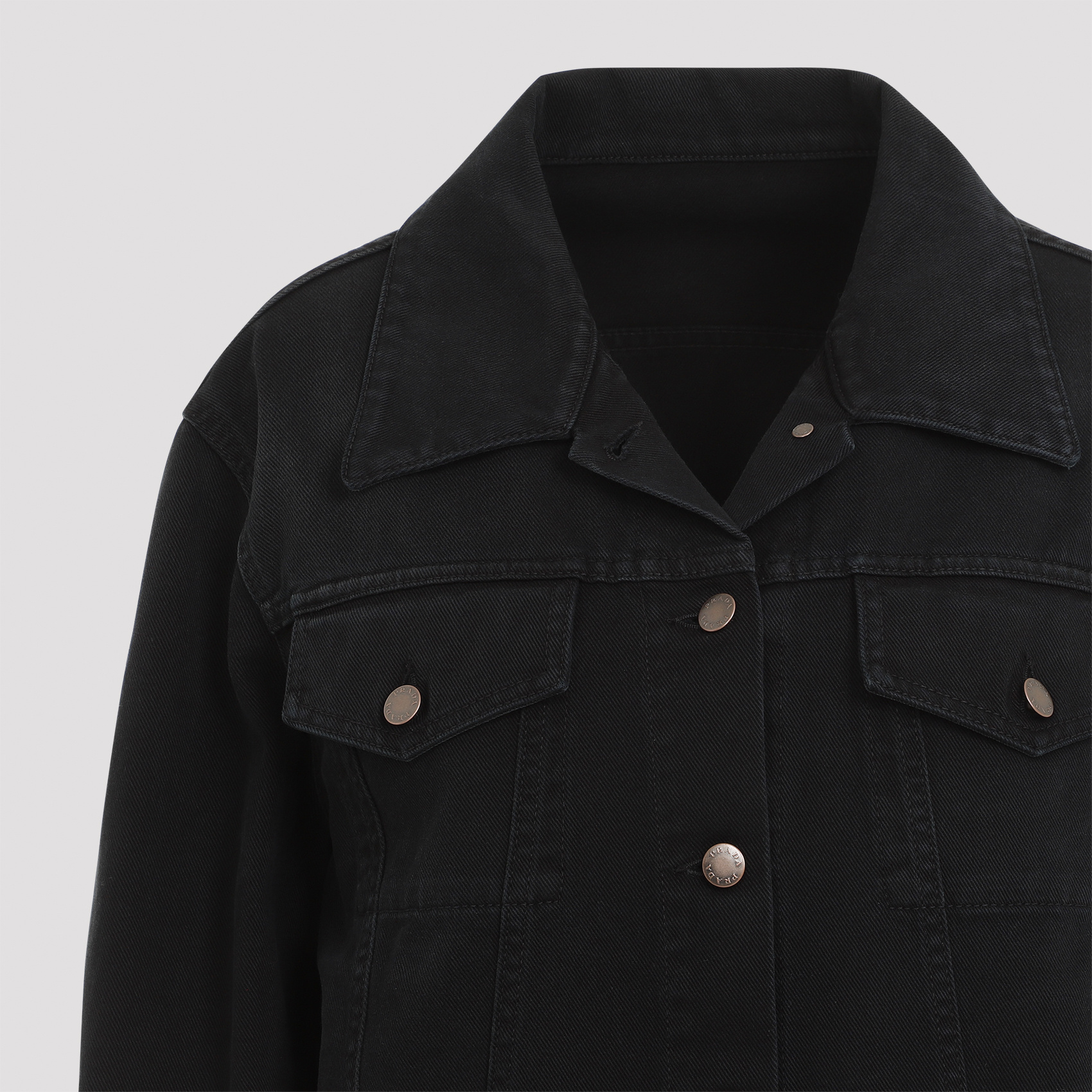 Prada Denim Blouson Jacket In Black