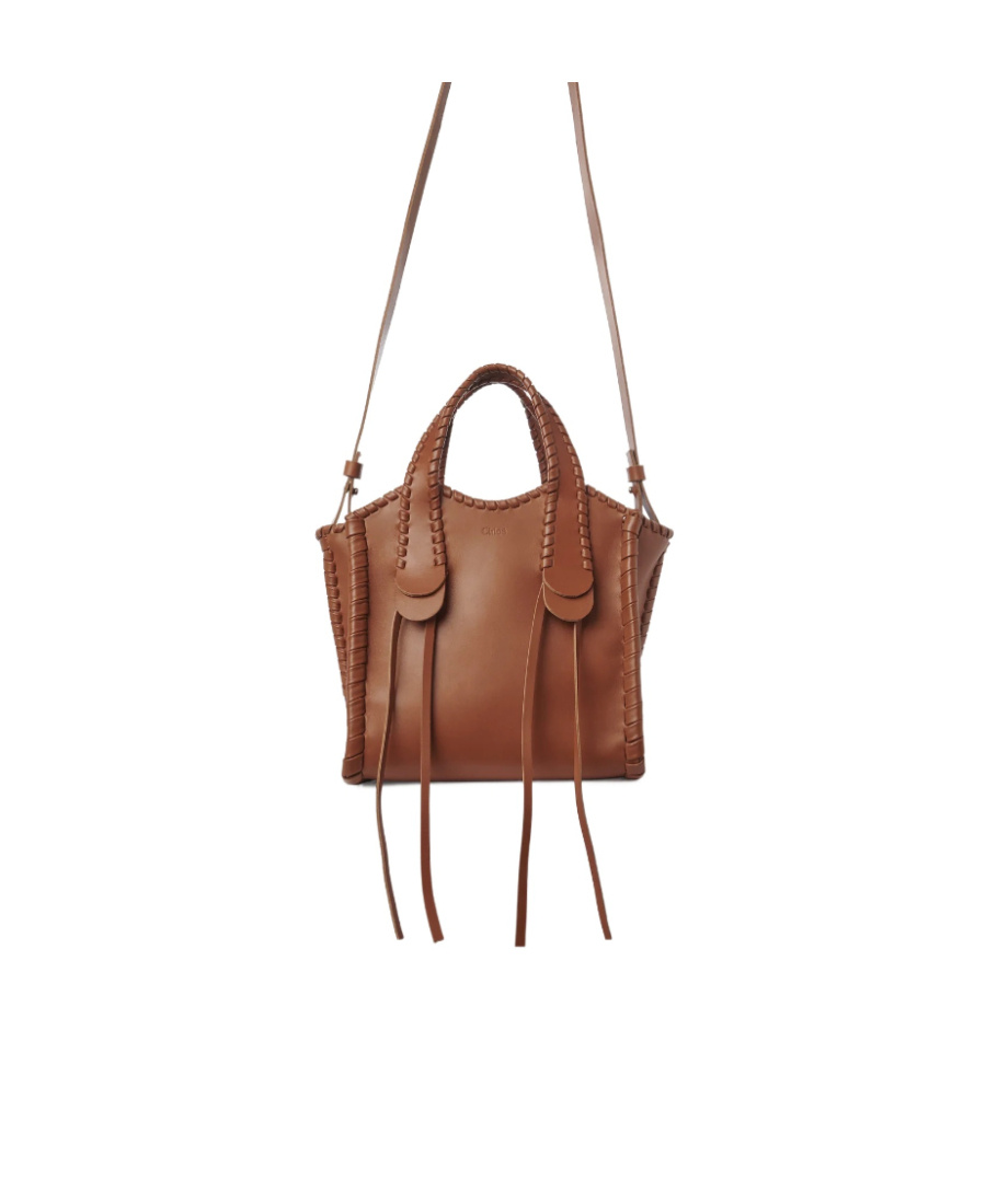 Chloé Mony Logo Debossed Small Tote Bag In Brown
