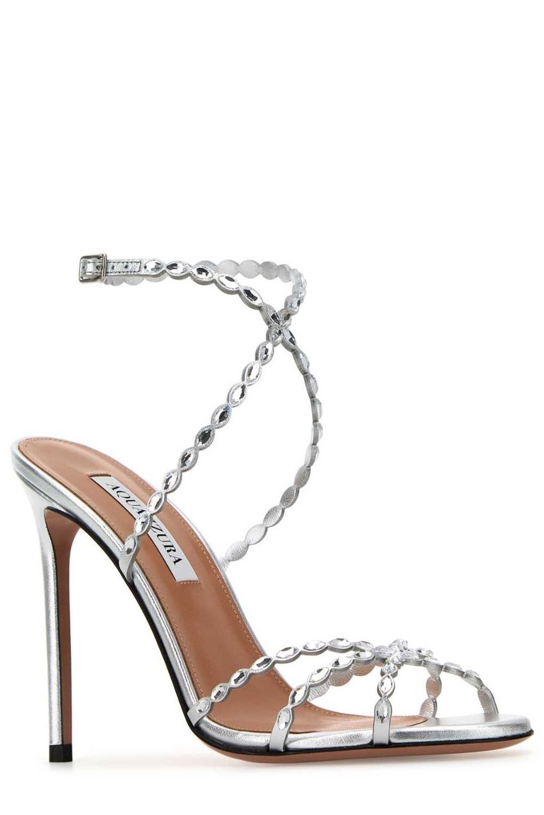 Aquazzura Open Toe High Heel Sandals In Silver