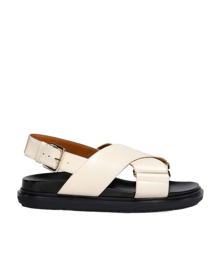 Shop Marni White Leather Fussbett In Black