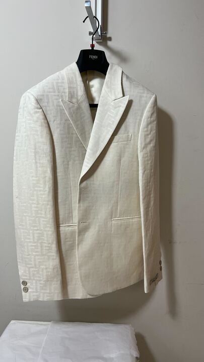 Fendi Ff-motif Blazer In Gray