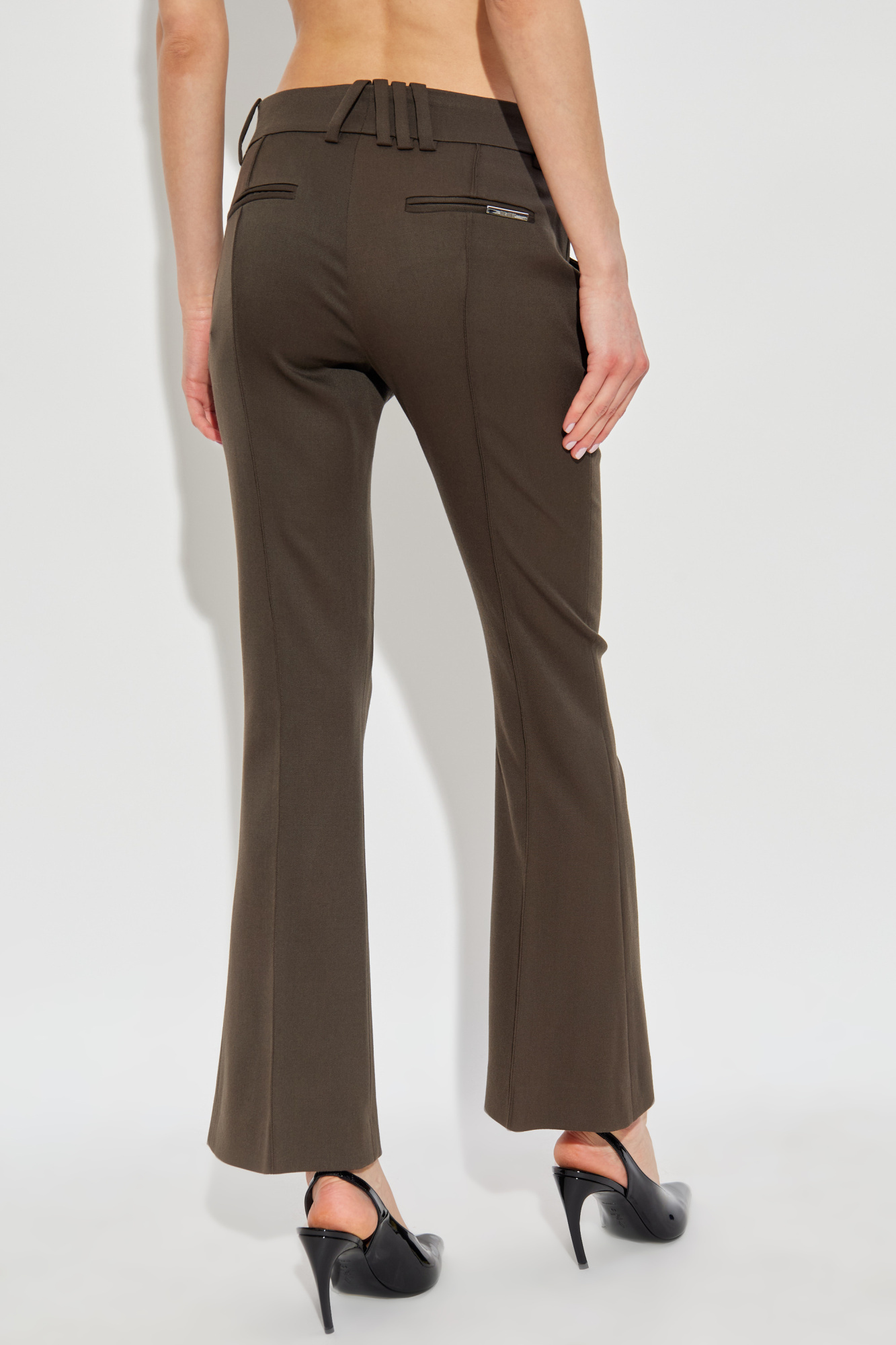 Attico Tailored Brown Pants With Concealed Closure In Brown