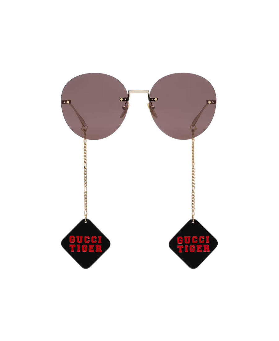 Gucci Frameless Round Sunglasses In Brown