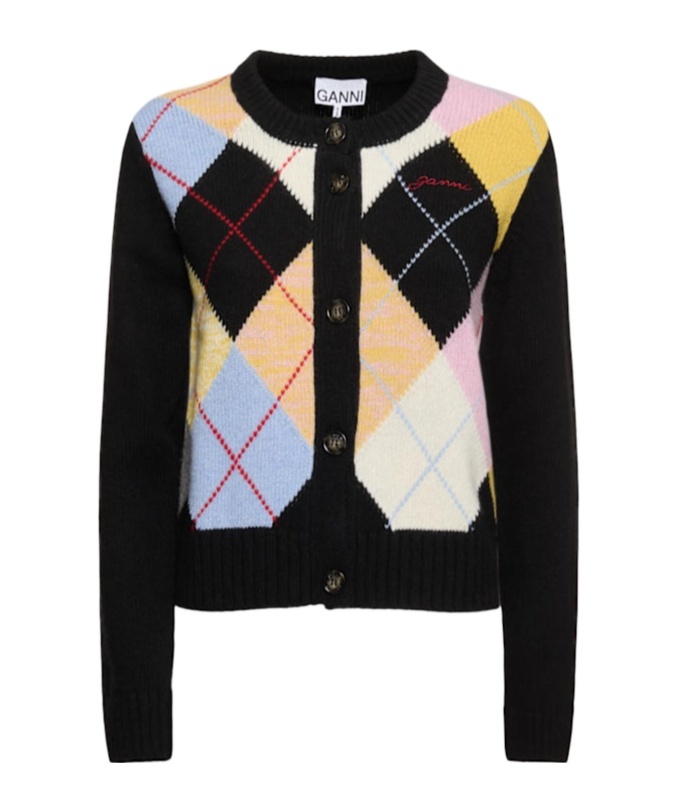 Ganni Harlequin Argyle Wool-blend Cardigan
