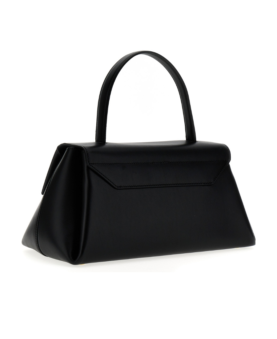 Jil Sander Almond Foldover Top Handle Bag In Black
