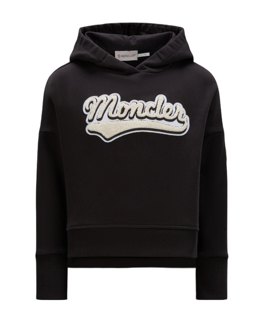 Moncler Kids Applique-logo Hoodie In Black