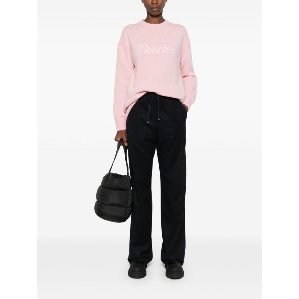 Moncler Virgin Wool Blend Pants In Blue