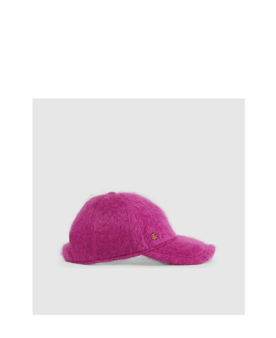 Gucci Double G Mohair Baseball Cap In Pink
