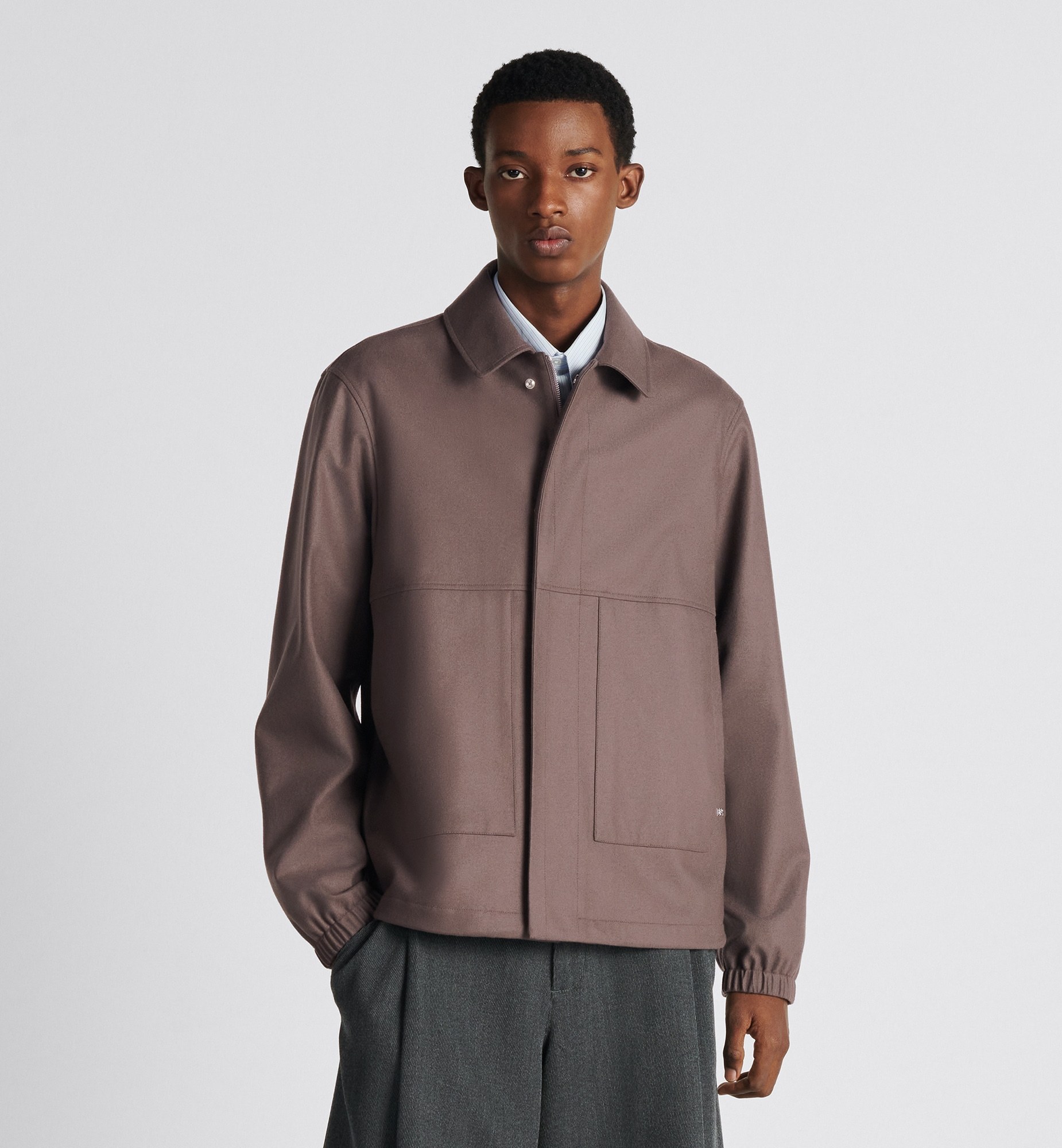 Dior New Shearing Cashmere Logo Casual Jacket In Brown