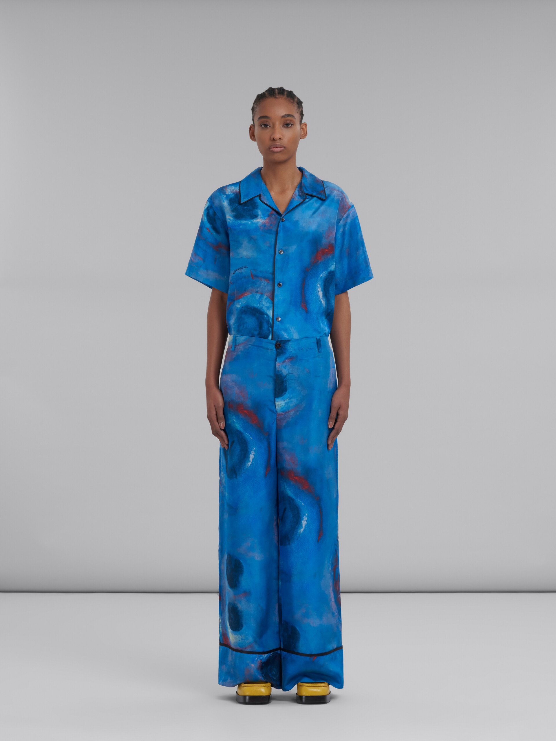 Marni High-waist Wide-leg Trousers In Blue