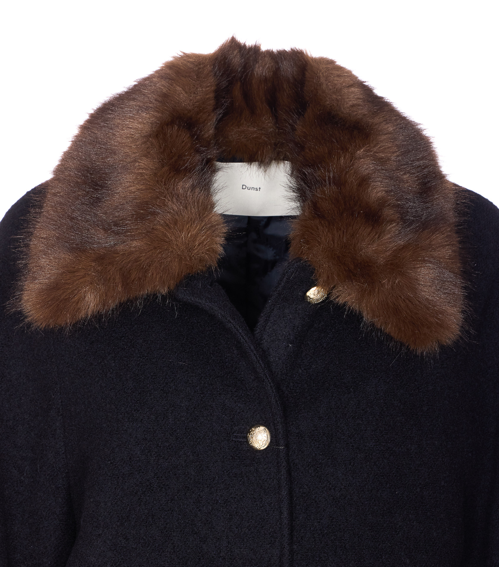 Dunst Boucle Wool Half Coat Dark Navy In Black