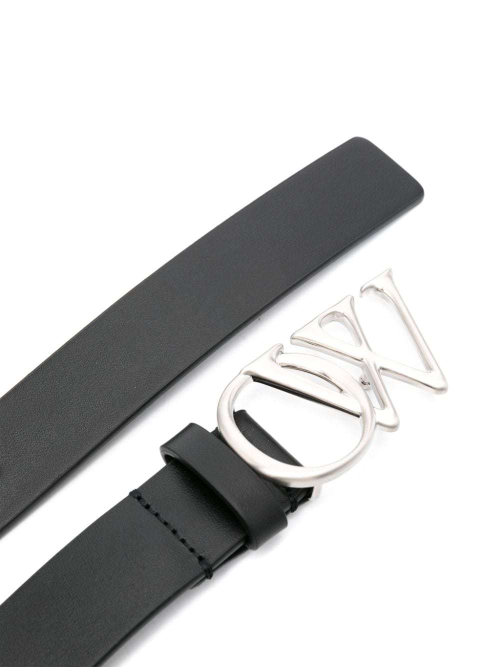 Off-white Ow-buckle Leather Belt In Black