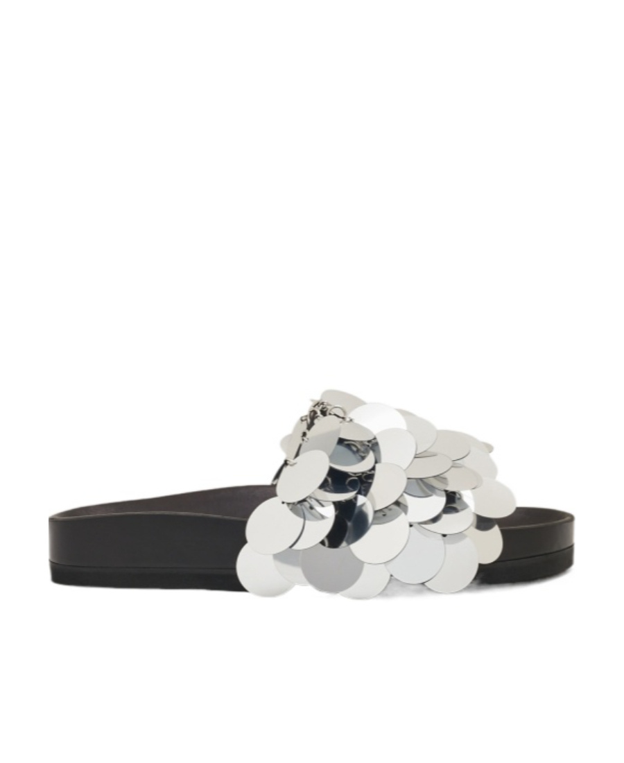 RABANNE SPARKLE DISC-DETAILING SANDALS 