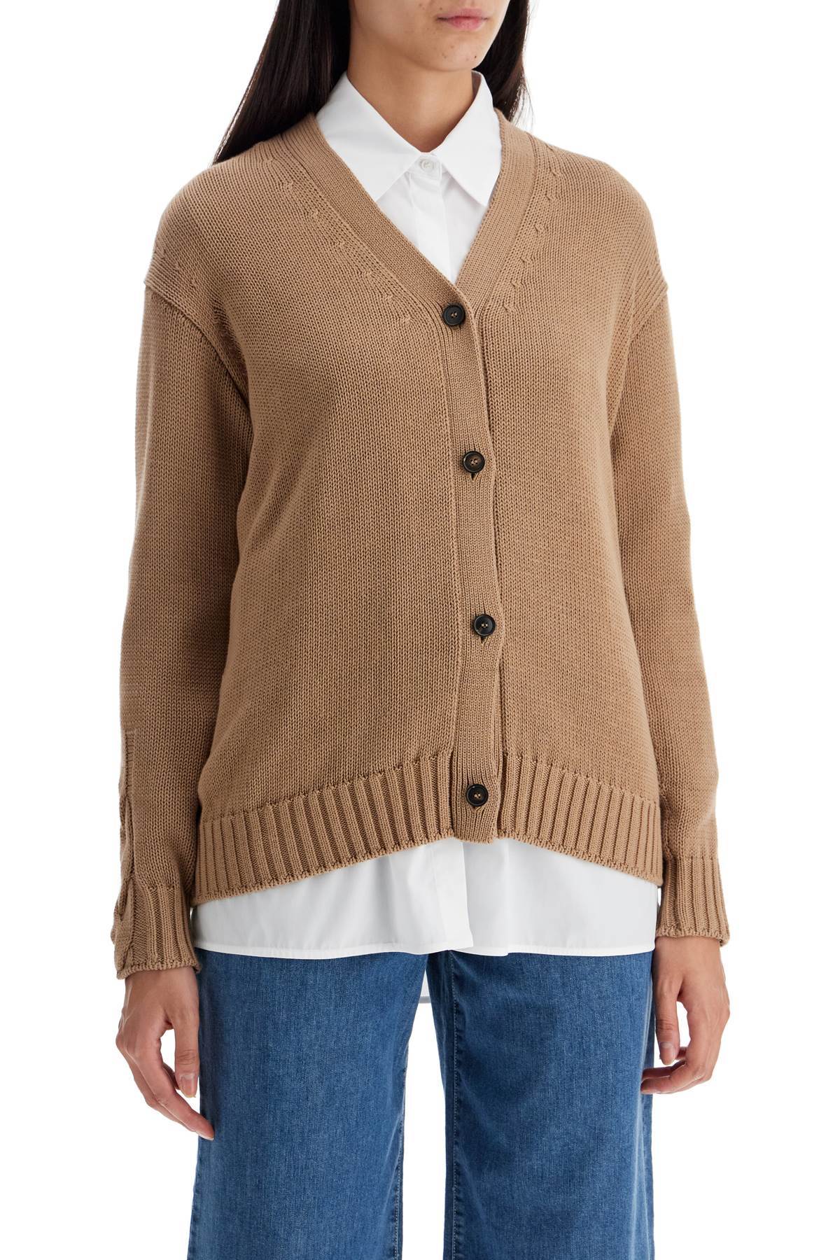 Max Mara Long-sleeved Cardigan In Nude