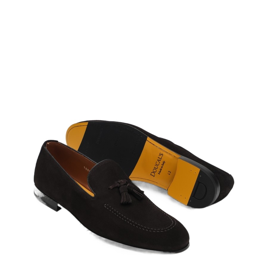 Doucal's Round Head Loafer Shoes In Black