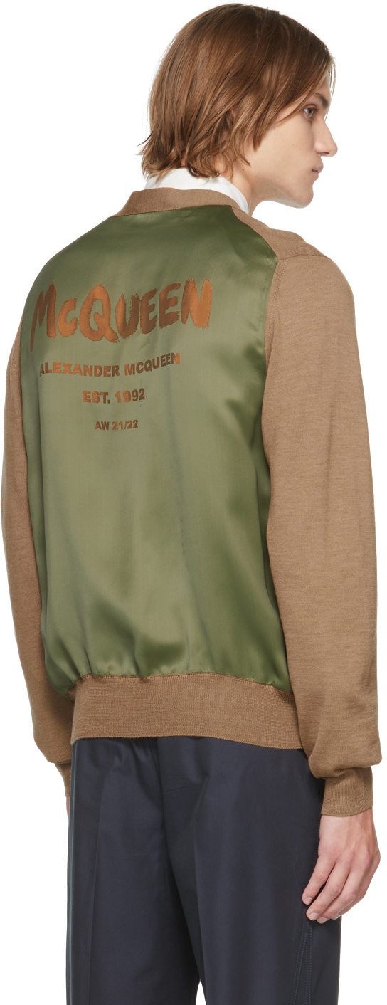 Alexander Mcqueen V-neck Button Knitted Cardigan In Brown