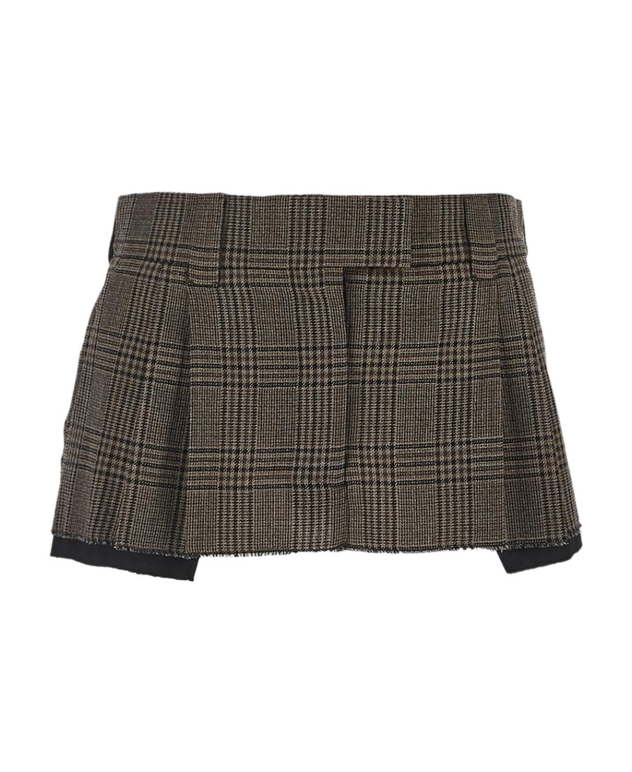 Miu Miu Plaid Skirt In Black