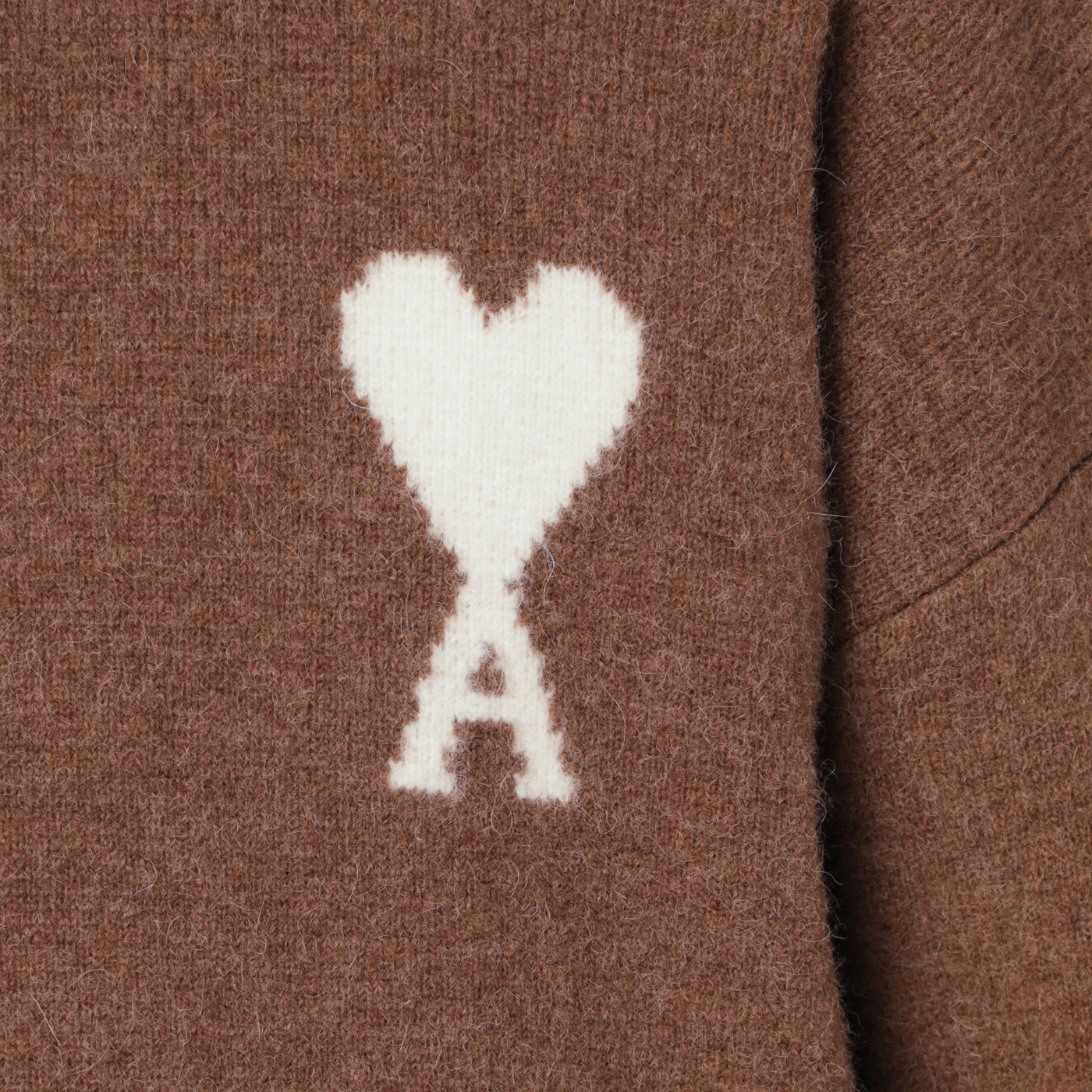 Ami Alexandre Mattiussi Brown Alpaca Ami De Coeur Crewneck Sweater Brown In Brown