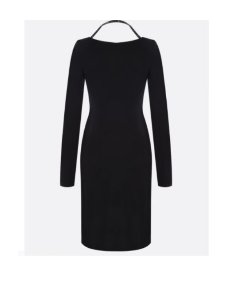 Off-white Halterneck-strap Asymmetric Dress In Black