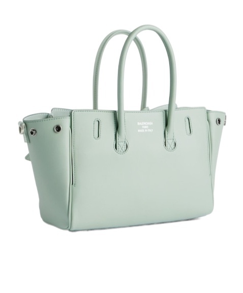 Balenciaga Mini Leather Bel Air Carry All Tote Bag In Mineral Green