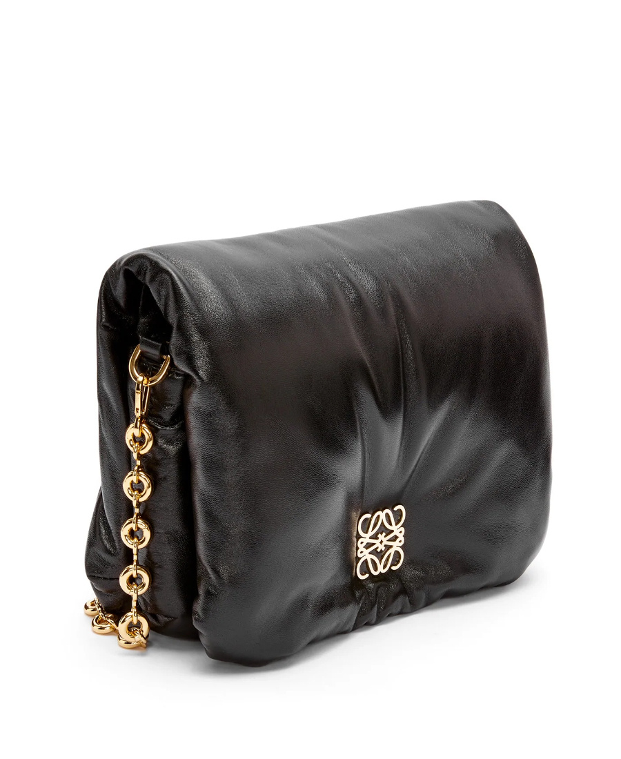 Loewe Puffer Goya Bag In Shiny Nappa Lambskin In Black