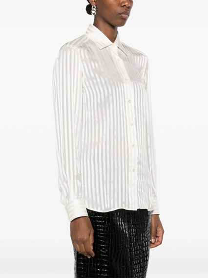 Tom Ford Women Camicia A Righe In Seta In White