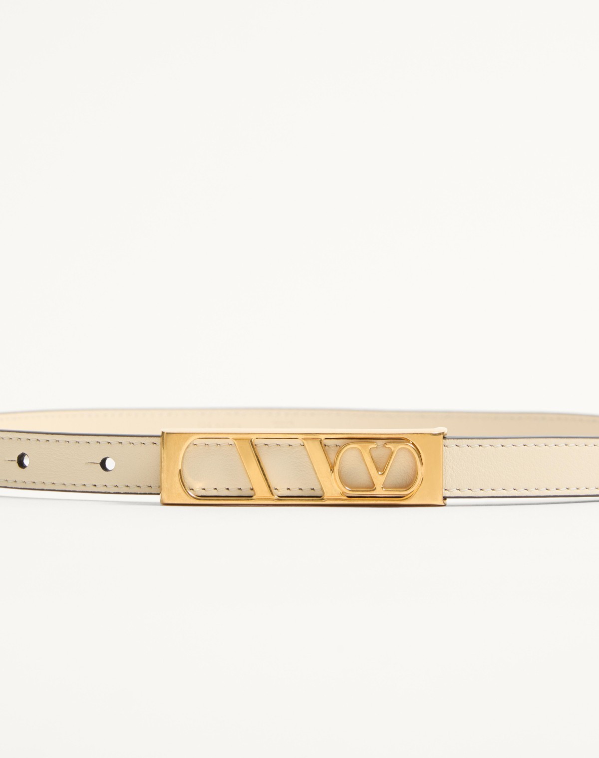 Valentino Garavani Vlogo Signature Belt In Shiny Calfskin 15 Mm Woman Butter 095 In Neutral