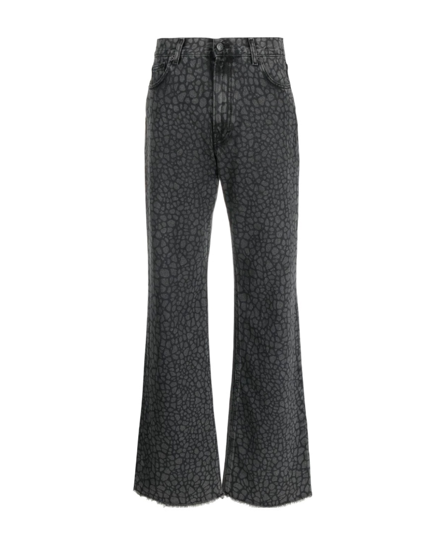 Haikure Wide-legged Belt Ring Jeans In Black