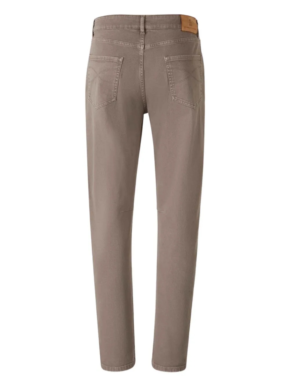 Brunello Cucinelli Men Taupe Garment-dyed Denim Traditional Fit Jeans In Gold
