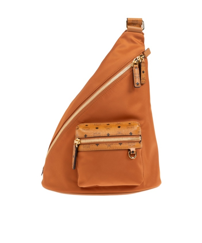 Mcm Zippered Shoulder Bag In Brown