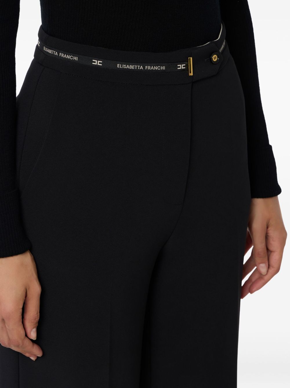 Elisabetta Franchi Trousers Straight Leg Pockets Belt Loops In Black