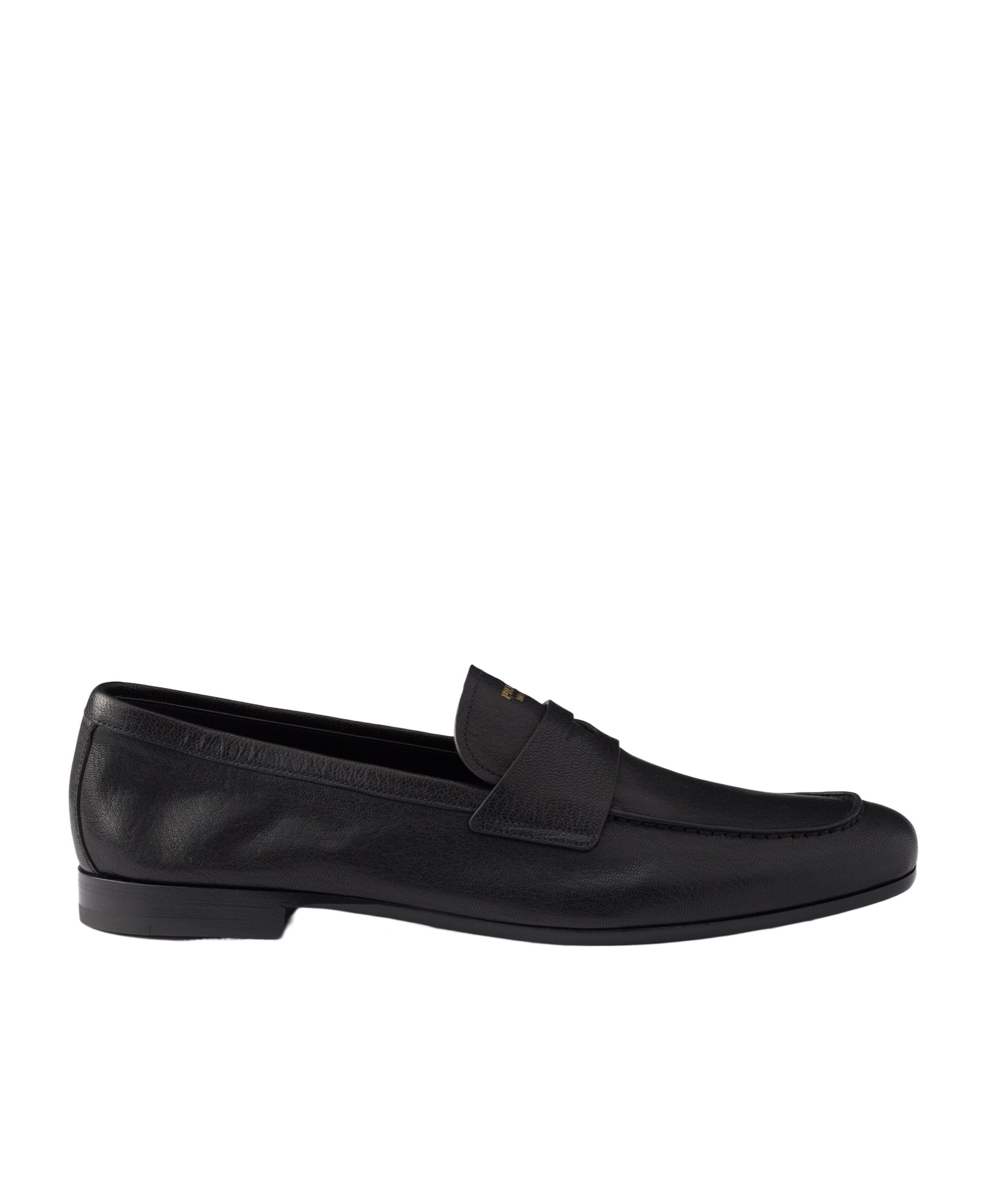 Prada Leather Band Logo Loafers In Black
