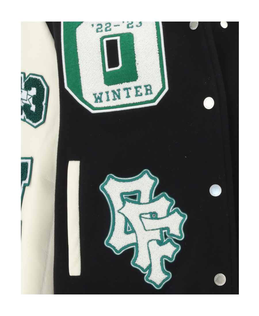 Off-white Embr Patches Embroidered Varsity Jacket In Black
