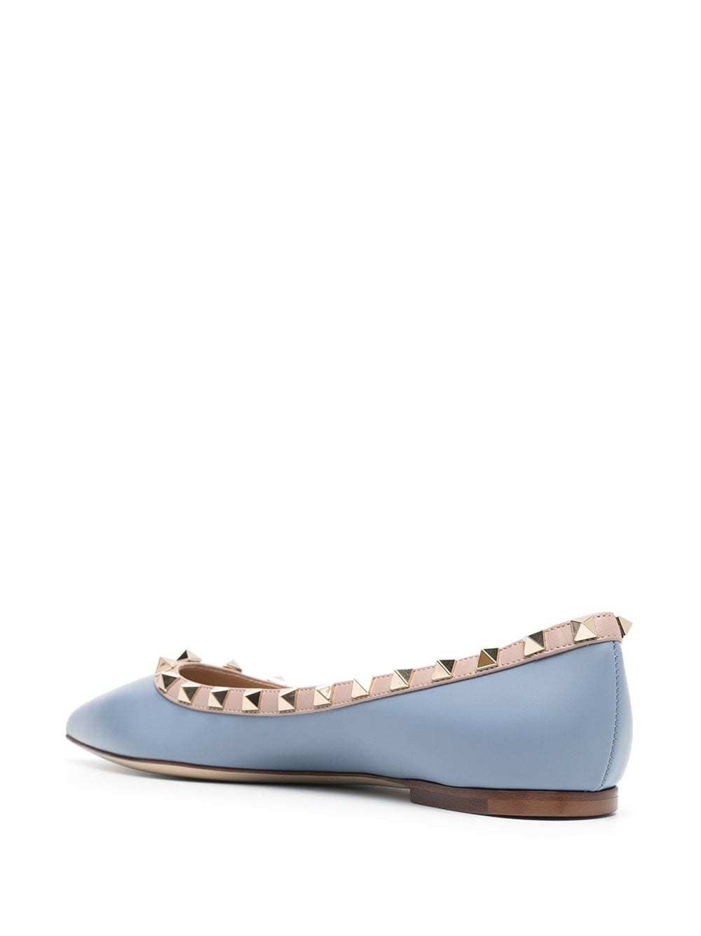 Valentino Rockstud Patent Leather Ballet Flats In Blue