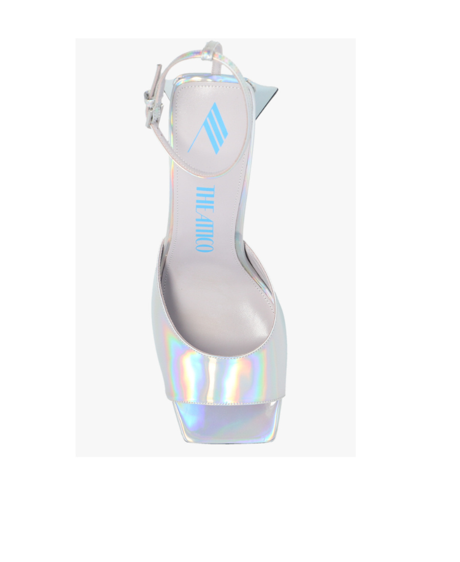 Attico Piper 85mm Holographic Sandals In Gray