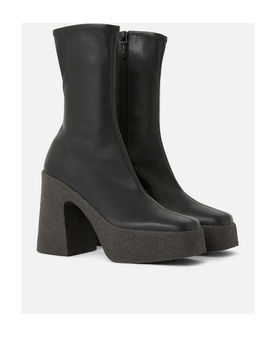 Stella Mccartney Black Skyla 120 Platform Vegan Leather Ankle Boots In Black