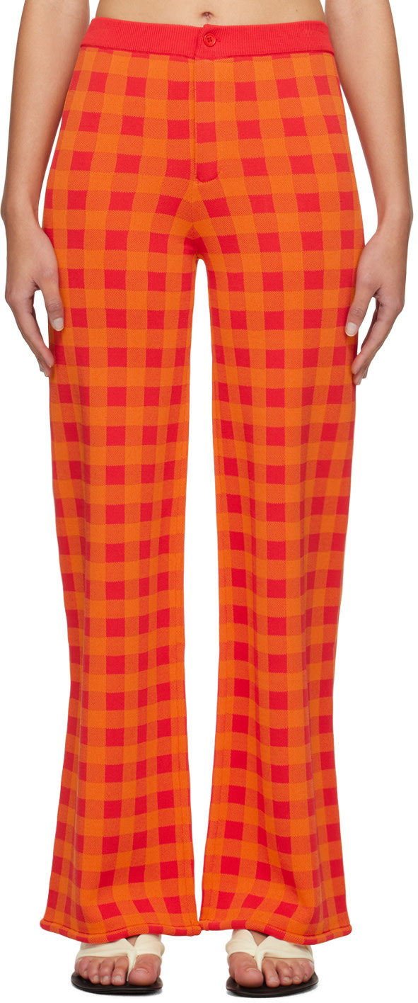 Simon Miller Plaid Casual Pants In Orange