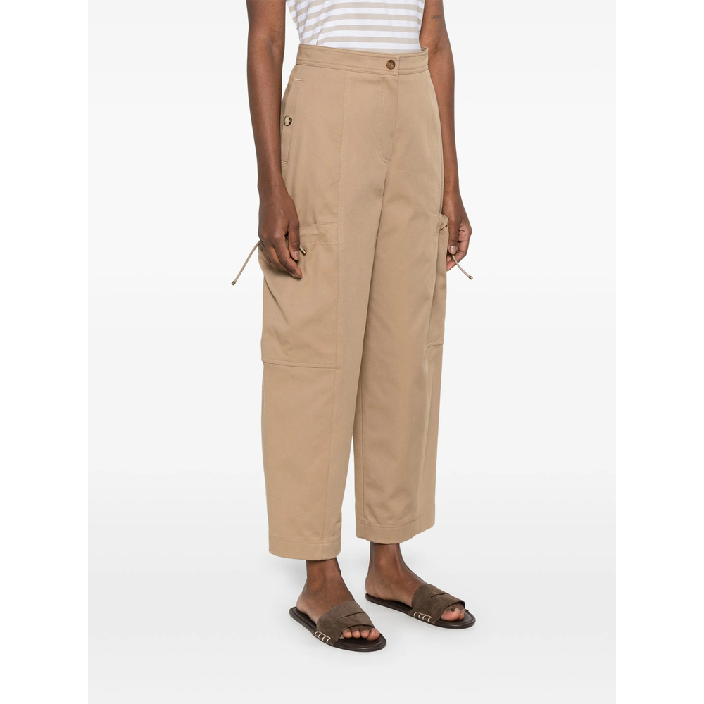 Max Mara Drawstring Pocket Cargo Pants In Nude