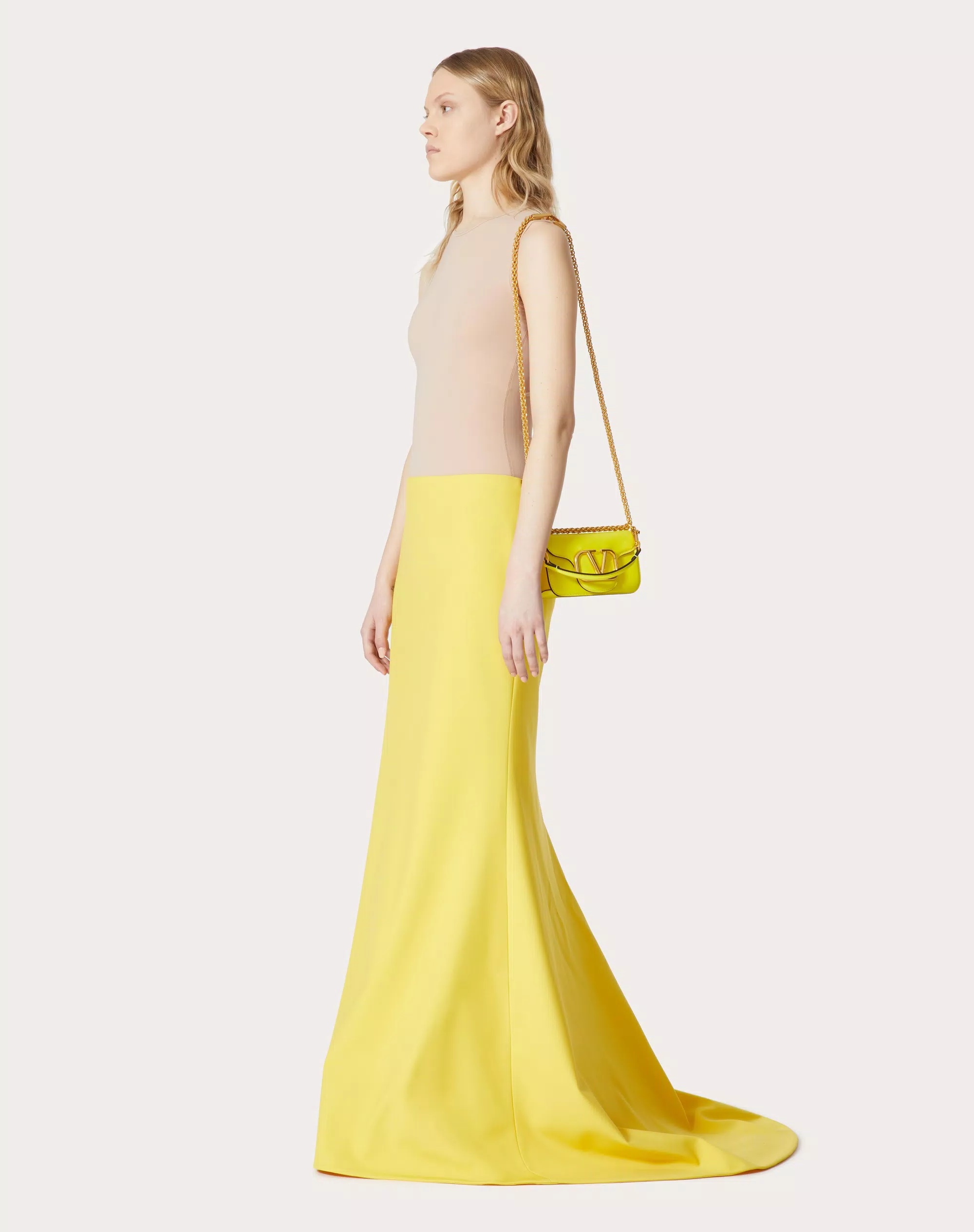 Valentino Locò Vlogo Plaque Foldover Top Shoulder Bag In Yellow
