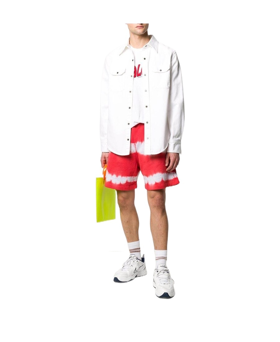 Msgm Tie-dye Track Shorts In Red