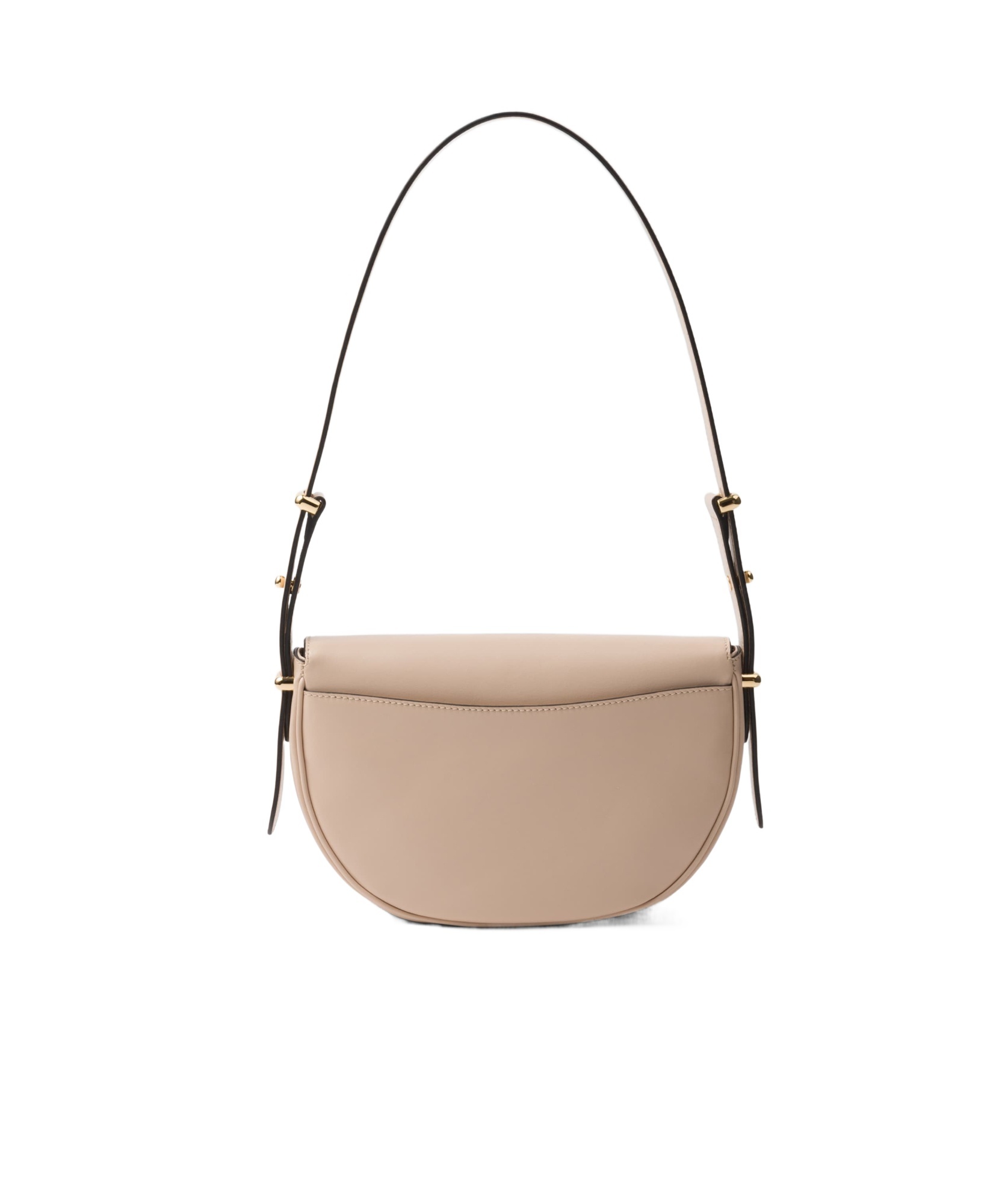 Prada Logo Plaque Foldover Small Shoulder Bag In Nude