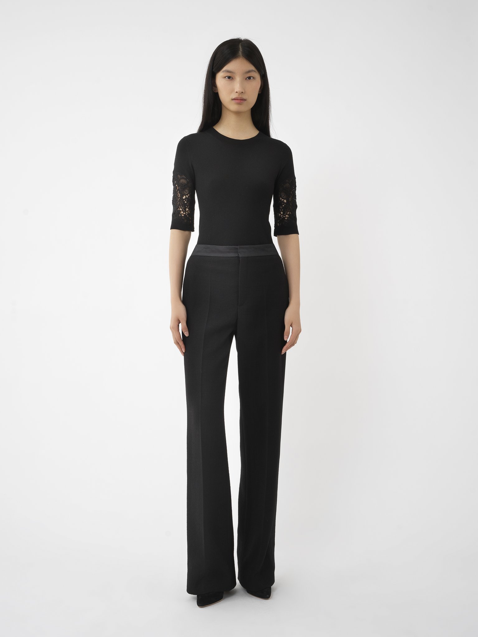 Shop Chloé Straight-leg Trousers In Black