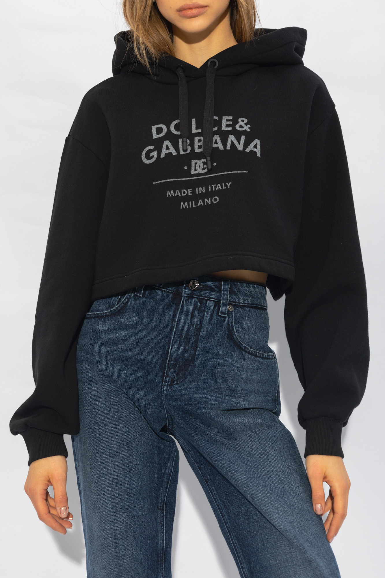 Dolce & Gabbana Logo-print Cotton-blend Hoodie In Black