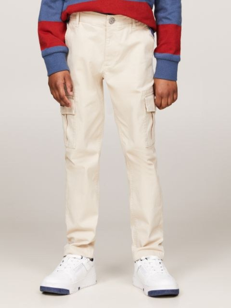 Tommy Hilfiger Multipocket Straight Utility Cargo Trousers In Neutral