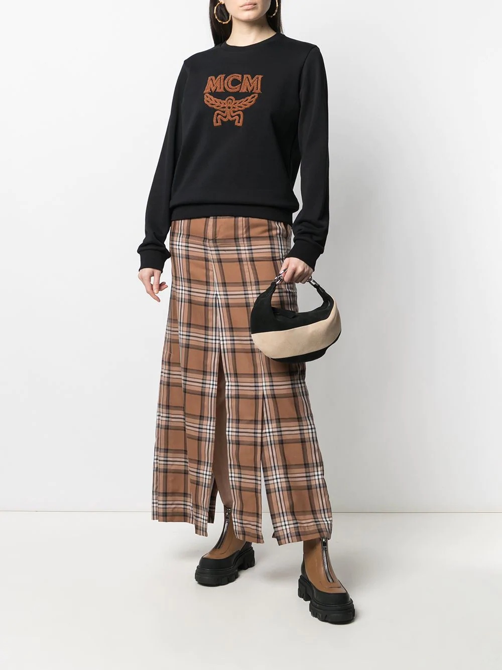 Mcm Shearling Logo Sweatshirt In Black