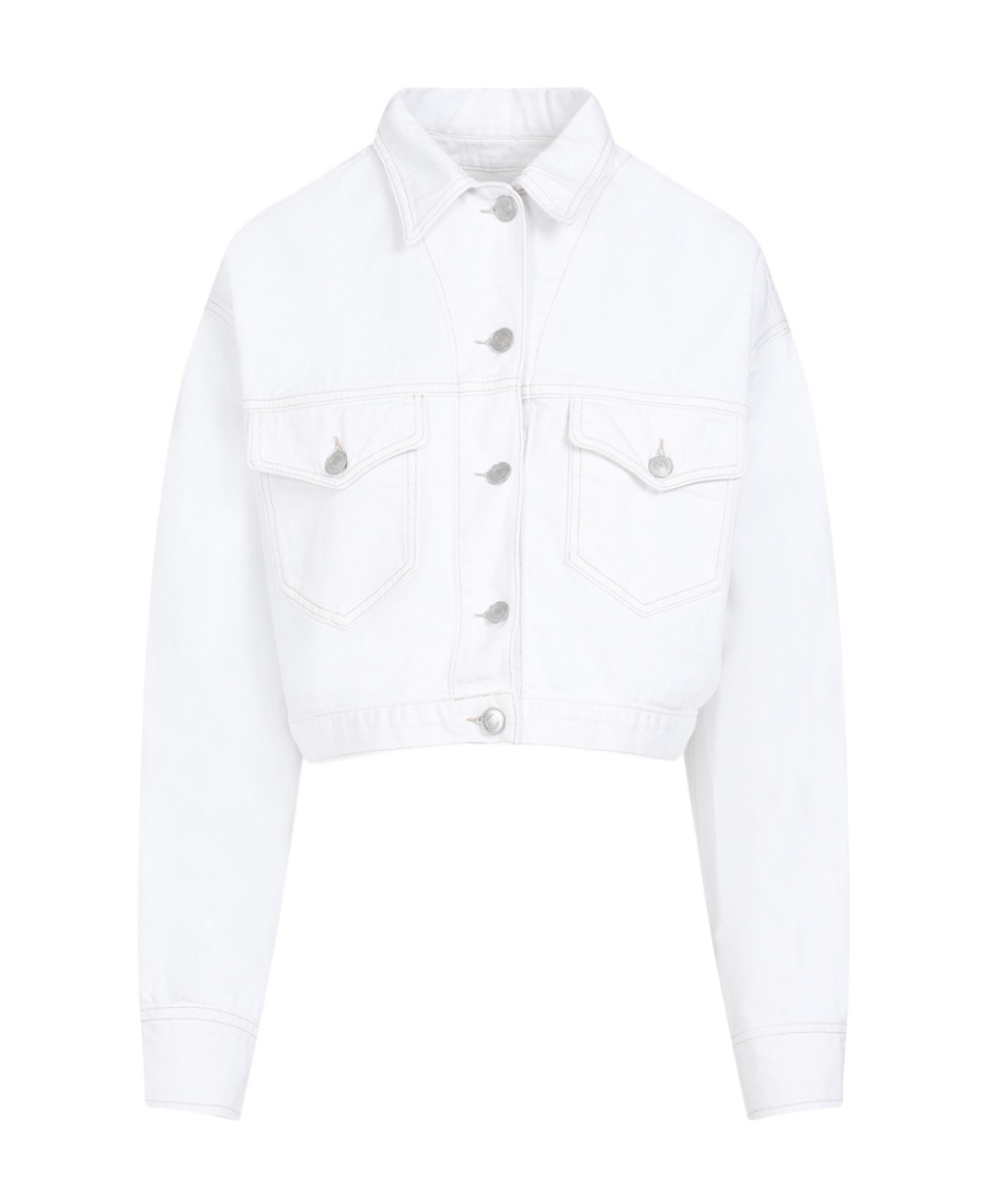 Isabel Marant Long-sleeved Denim Jacket In White